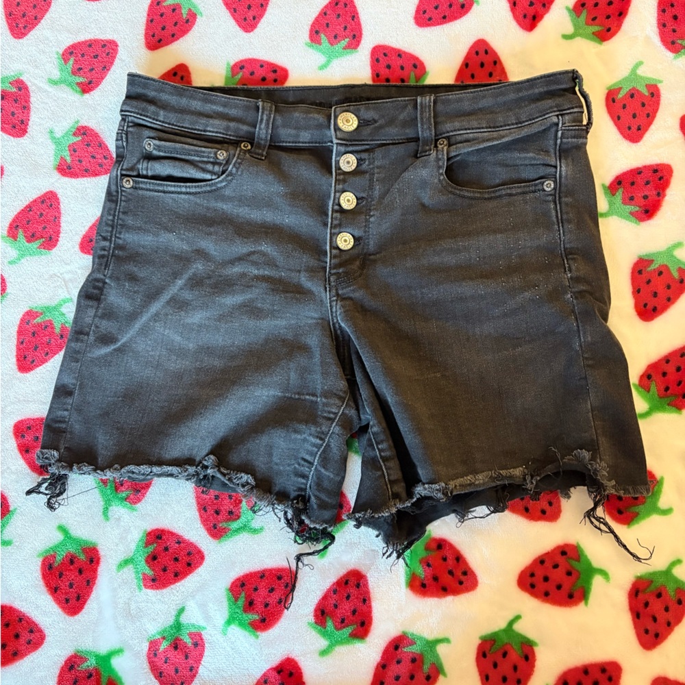American Eagle Outfitters Dark Gray Frayed Jean Shorts